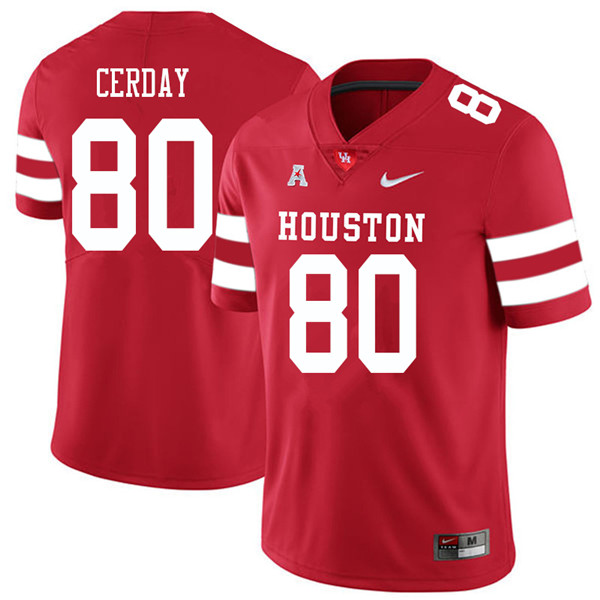 2018 Men #80 Colton Cerday Houston Cougars College Football Jerseys Sale-Red - Click Image to Close